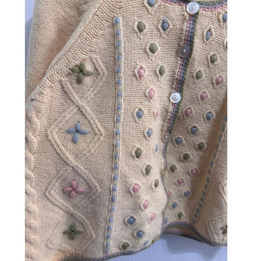 Cardigan Womans Large Vintage Wool Button Front Embroidered Y2K Grannycore - Picture 3 of 7